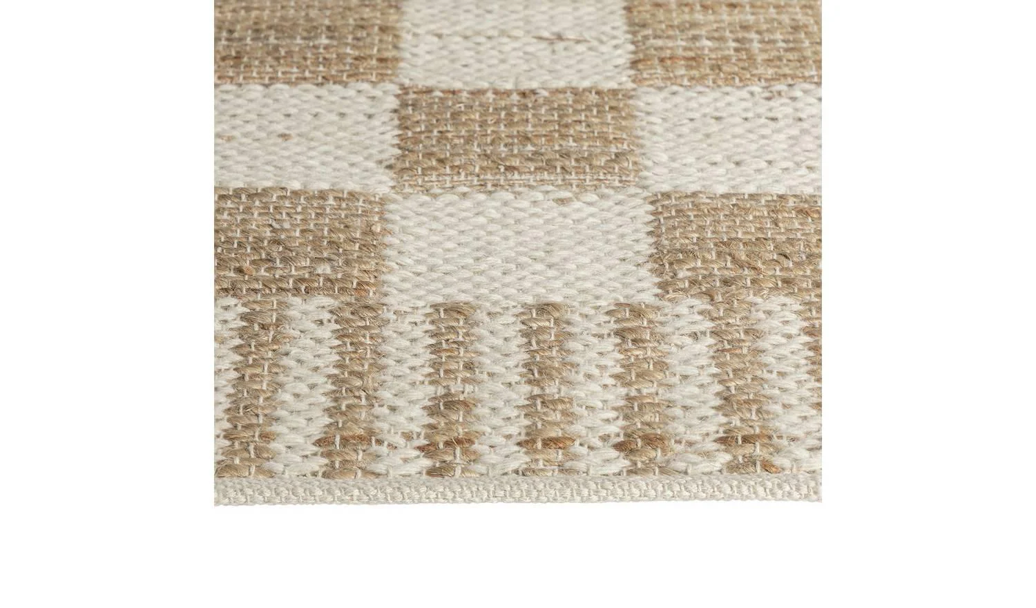 Archive Checkerboard Natural Flatweave Rug 120x170cm Patterned Living Room - Image 3