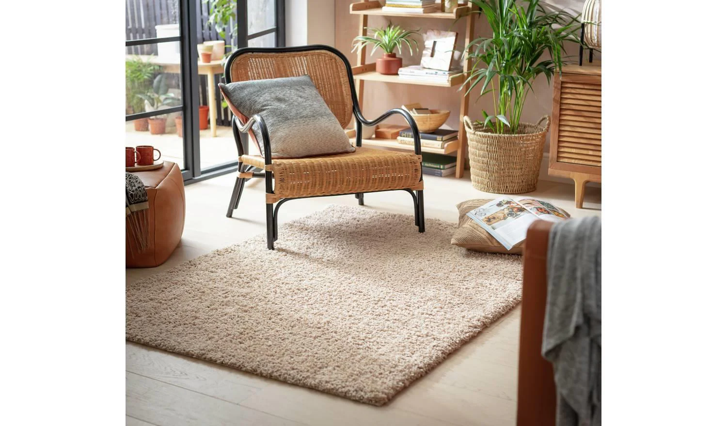 Cosy Natural Shaggy Rug 200x290cm Large Living Room Bedroom Floor