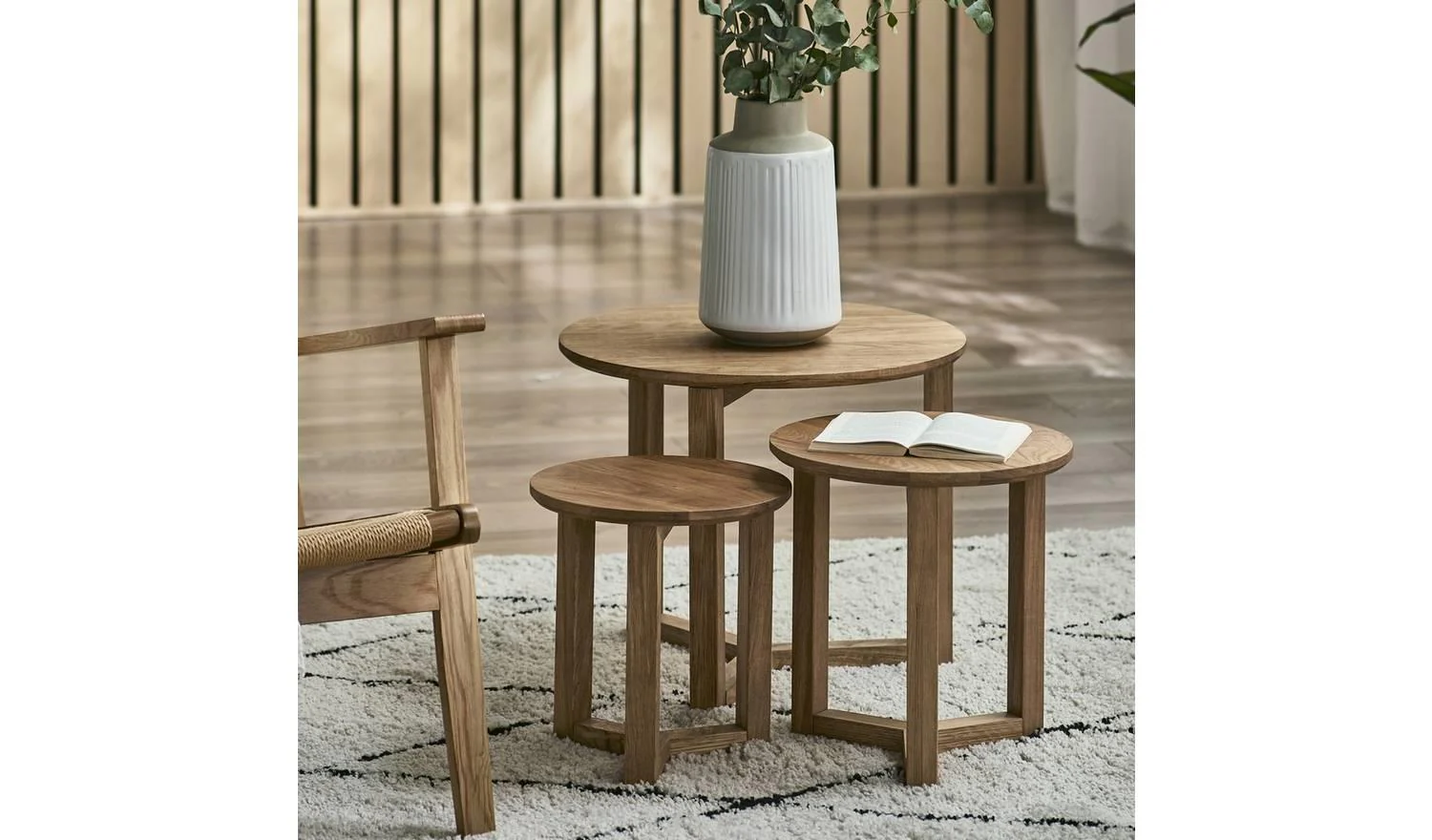 Julian Bowen Nidri Nest of 3 Tables Natural Modern Living Room Furniture