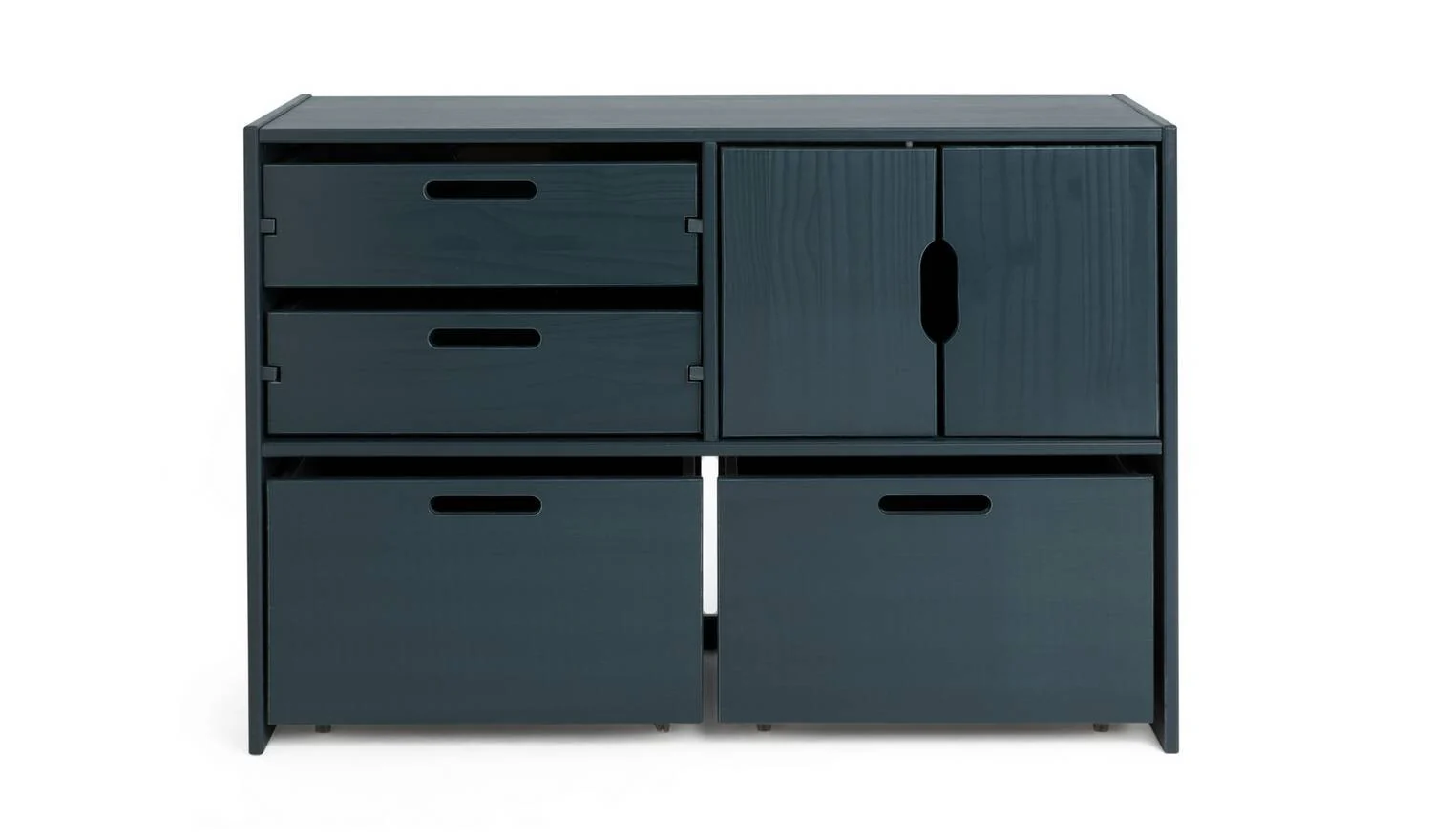 Kids Rico Double Storage Unit Ink Blue Childrens Bedroom Organiser Furniture - Image 6