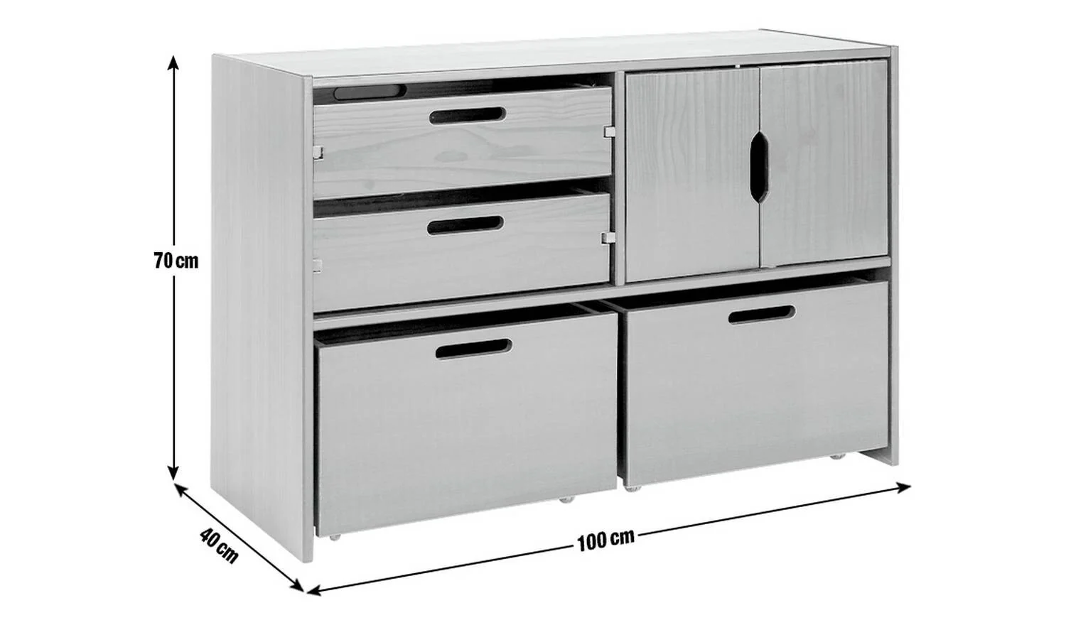 Kids Rico Double Storage Unit Ink Blue Childrens Bedroom Organiser Furniture - Image 7