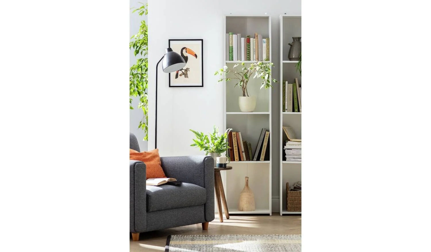 Malibu Narrow Bookcase - Grey - Image 3