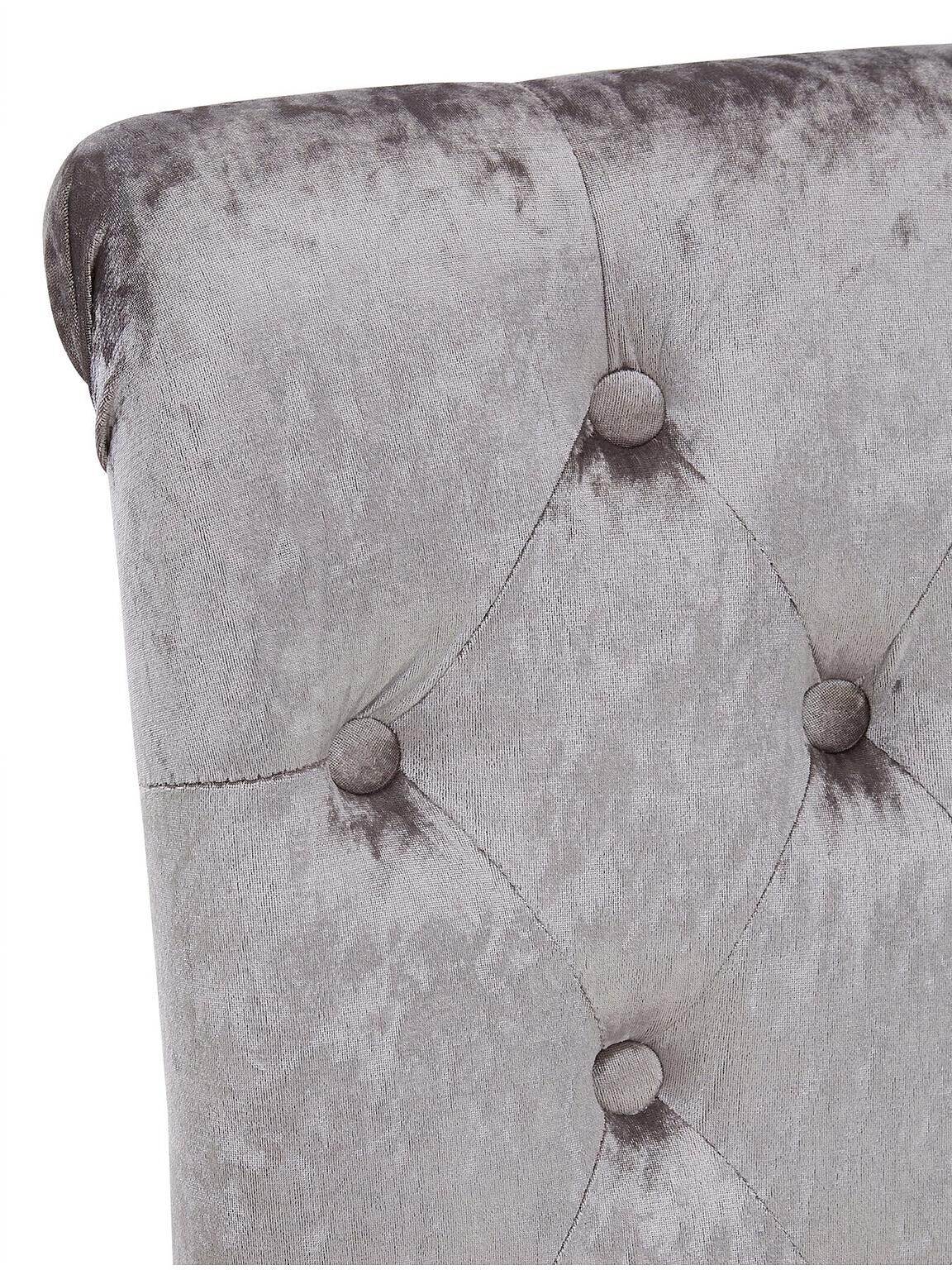 Pair of Crushed Velvet Scroll Back Dining Chairs Silver/Chrome Elegant Seating - Image 3